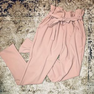 Pink/nude paperbag waist pants